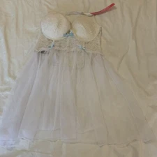 Black Fuchsia Nightie NWT Size xL White Bridal