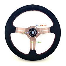 330mm Suede Leather 28mm Low Deep Dish Racing Steering Wheel Fit MOMO/OMP Hub