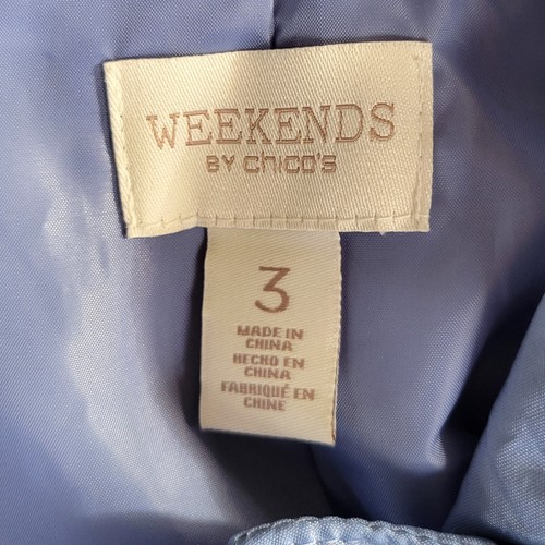CHICO'S Weekends Blue Quilted Vest Gilet Sz 3 or US 16 Zip Front - Picture 3 of 3