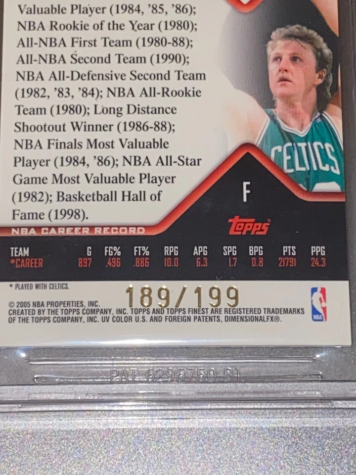 Pop 1 de 1💎 2004-05 Larry Bird TOPPS FINEST XFRACTORS #131/199 BGS 9,9,5 subs Foto 3 de 4