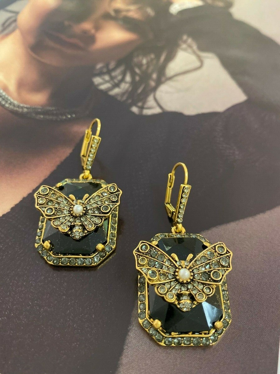 Latoir Instagram Blogger Gold Black Rhinestone Butterfly Drop