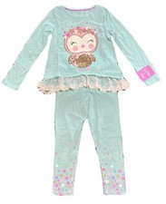 Cynthia Rowley Girls 2 Pc Set Owl Sequins, Lace, Shirt/Leggings Stars Sz.5/6