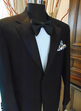 STAFFORD 42 S BLACK TUXEDO JACKET 1 BUTN-L 30" SLEV 31" PRIME LINED-WOOL