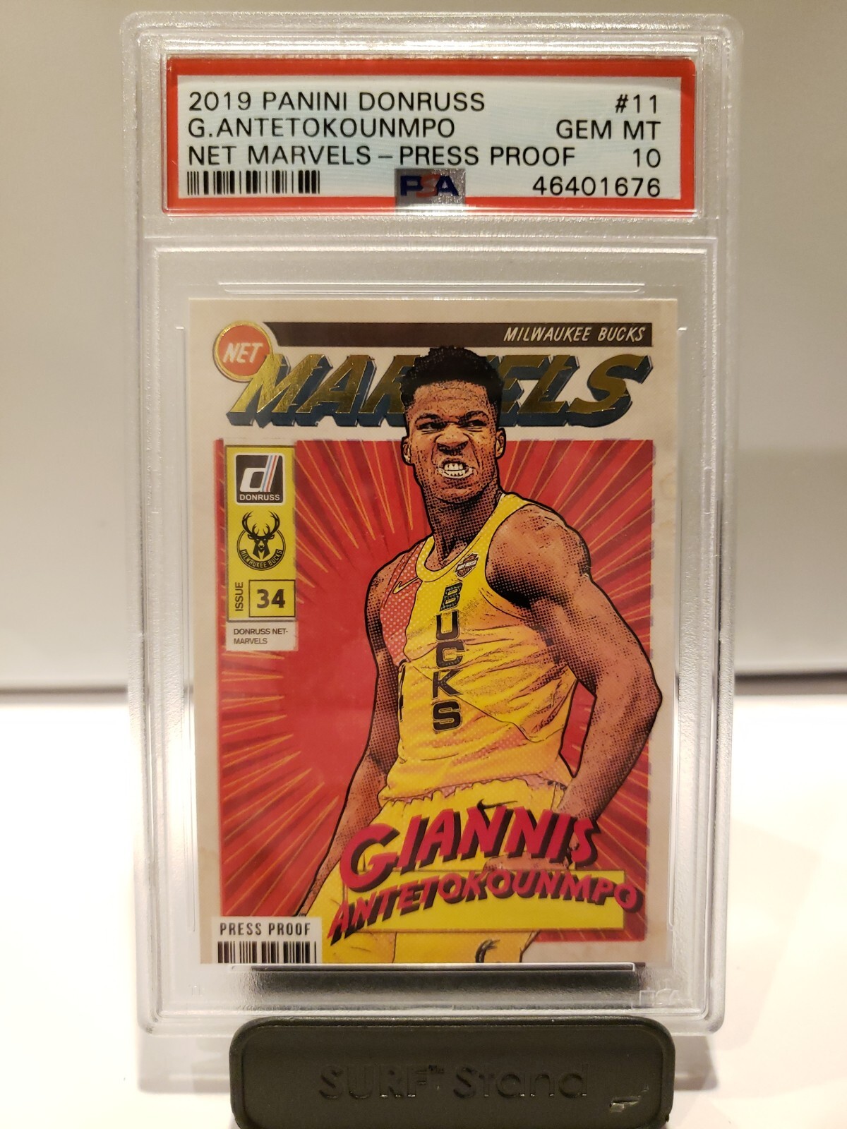 2019-20 Donruss Giannis Antetokounmpo Net Marvels PRESS PROOF PSA 10 Bucks