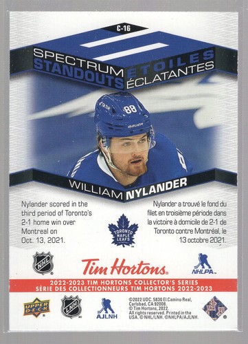2022-23 Upper Deck Tim Hortons - Spectrum Standouts #C-16 - WILLIAM NYLANDER - Picture 2 of 2