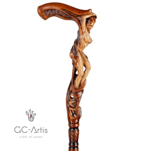 Bastón bastón de madera de diseñador Love Girl, bastón tallado a mano - Imagen 8 de 21