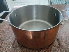 Palm Restaurant 3-Ply Copper , 4Q StockPot, Stainless Interior, Rivetted Handles
