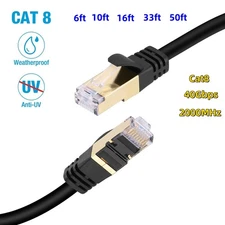 Cat 8 Ethernet Cable 40Gbps 2000MHz - Shielded SFTP Gold Plated RJ45, 30m 40Gbps