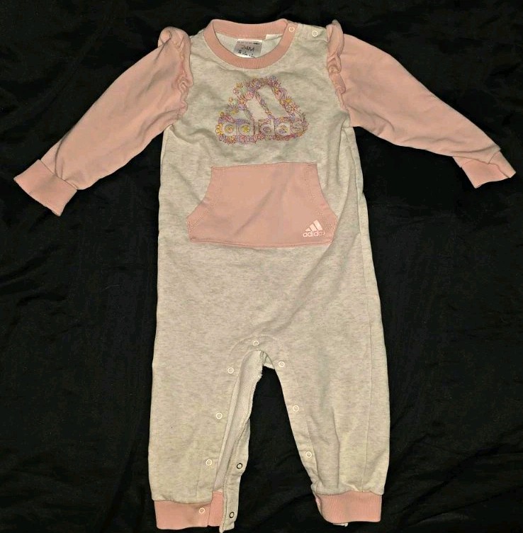 adidas French Terry Ruffle Sleeve White Pink Coverall 24M Chalk White Melange