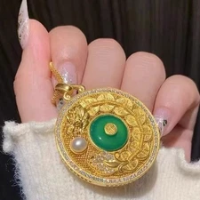 New Vietnamese Gold-Plated Pendant Necklace with Gemstones Lucky Design