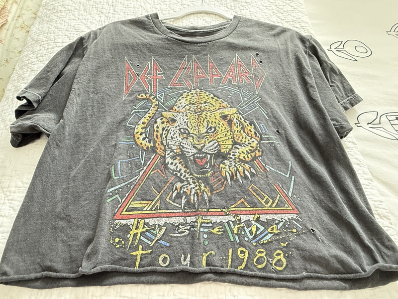 Def Leppard Hysteria Tour 1988 Graphic T‑Shirt Gray Leopard Band Tee Sz S