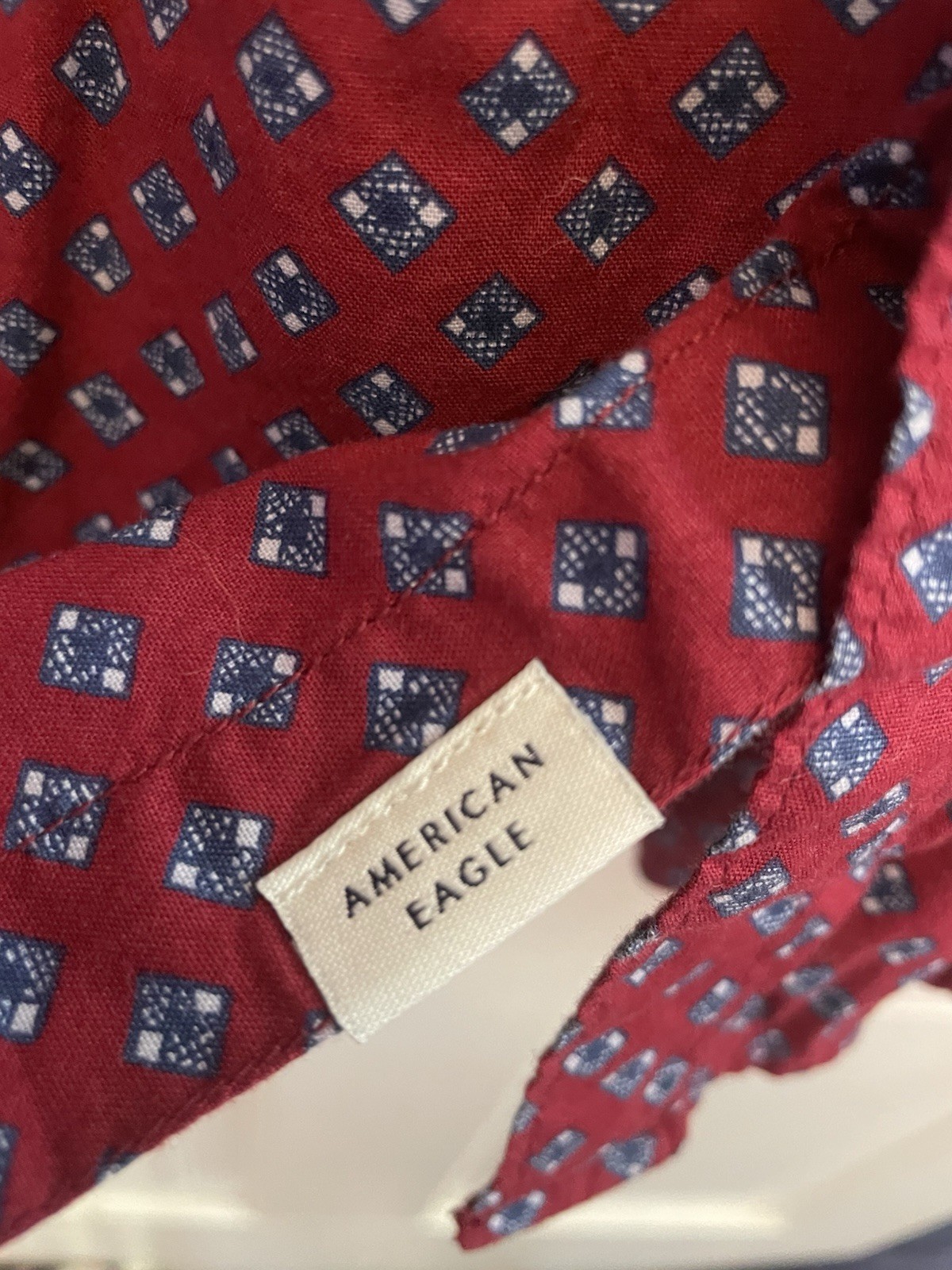 American Eagle Burgundy Patterned Button-Down Shi… - image 2