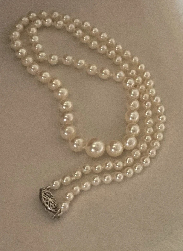Collar de hilo graduado de perlas Akoya 3,5-7,5 - Cierre de oro de 14 k - (20”) Foto 4 de 4