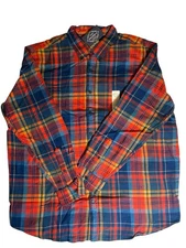 St. Johns Bay Men's 2XLT Long Sleeve Multi- Red Plaid Flannel Shirt Supper Soft