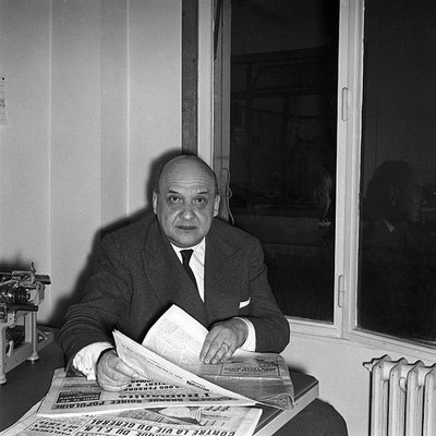 Henri Fabiani reading the press 1950s Historic Old Photo