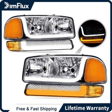 Dimflux Led Drl Headlights For 99-07 Gmc Sierra 1500 99-06 Yukon Chrome Housing