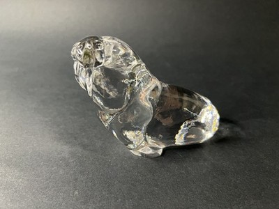 Vintage Glass Walrus Figurine Paperweight by Royal Doulton for Danbury Mint