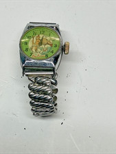 Vintage Roy Rogers Trigger Child's Wrist Watch Green Face 1950's