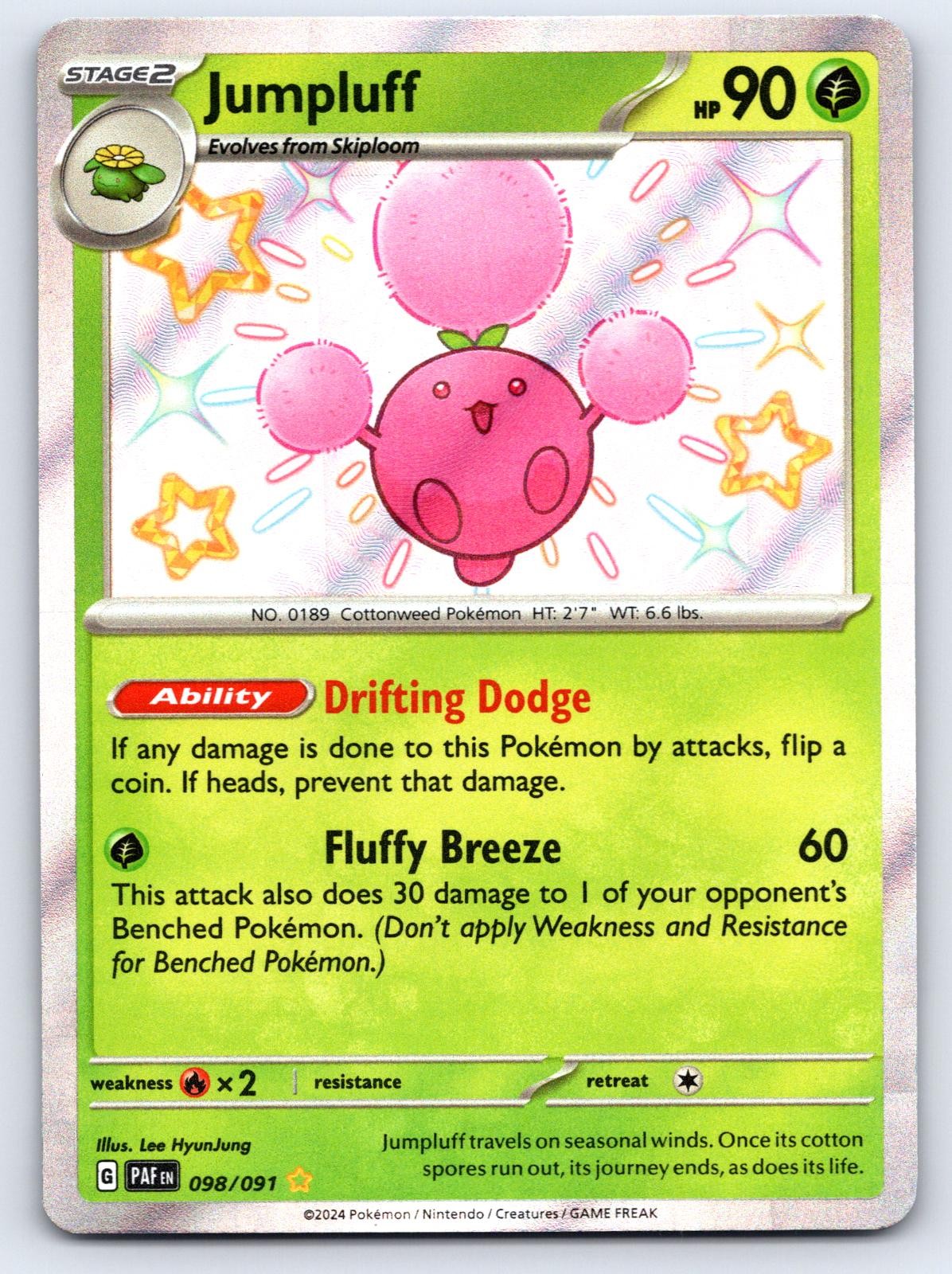 Jumpluff 098/091 Shiny Rare Paldean Fates Pokemon Holo Near Mint