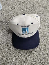 Vintage PG&E Hat Cap One Size Snapback Beige Blue 90s 