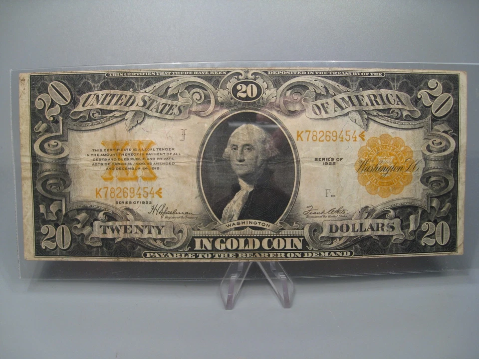 1922 $20 GOLD Certificate Large Size Note. FR.1187 - Image 2 of 4