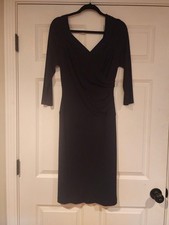 Sutton Studio stretchy black 3/4 sleeve formal/work midi dress