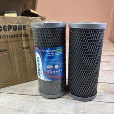5 Micron 4.5" x 10" CTO10BB-CQB Whole House Water Filter 2 Pack (One Damaged)