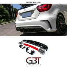 MERCEDES W176 A CLASS REAR DIFFUSER A200 A250 AMG ABS WITH EXHAUSTS 2013+ UK