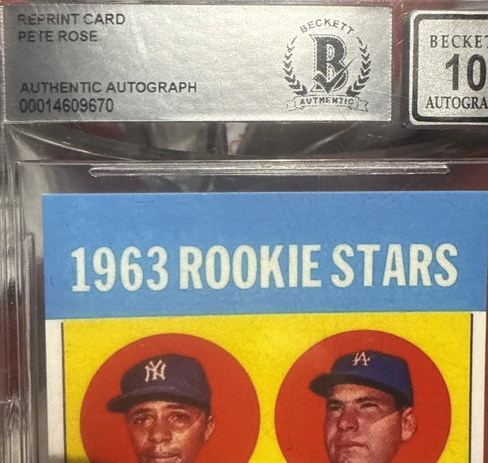 1963 Topps (reimpresión) Pete Rose, McMullen, Weis #537 (RC) auténtico automático 10 💎 Foto 2 de 4