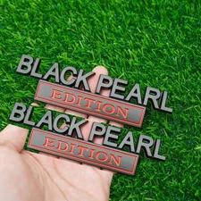 Pair Set Black Pearl Edition Emblem 3D Letter Fender Tailgate Badge (Black Red)
