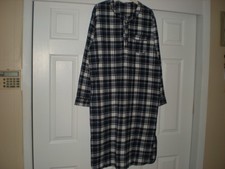 LATUZA Men's Blue  White Flannel 100 Cotton Nightshirt - Size Medium - NWOT
