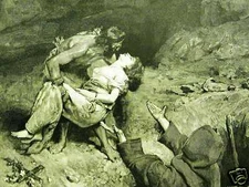 Courtois BURIAL OF ATALA DEATH 1884 Antique Art Print Matted