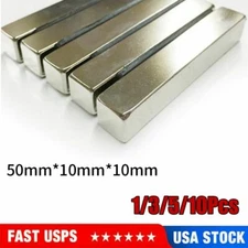 Strong Magnets 50x10x10mm N50 Long Cuboid Block Bar Rare Earth Neodymium Magnet