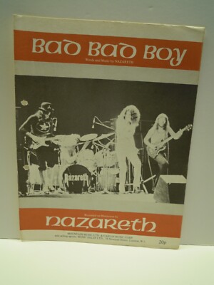 Bad Bad Boy - Nazareth - 1973 Sheet Music