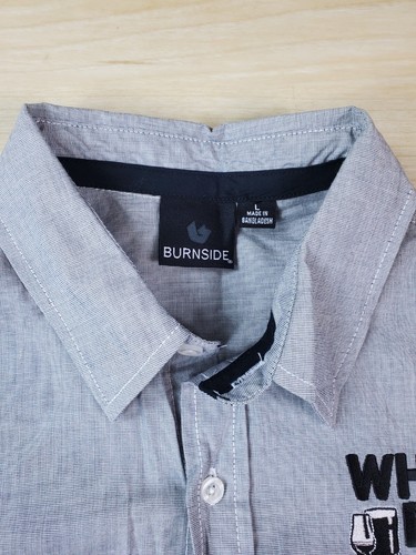 Burnside Whisky Back Mens Button Down Shirt Size L Light Blue NWT - Picture 2 of 11