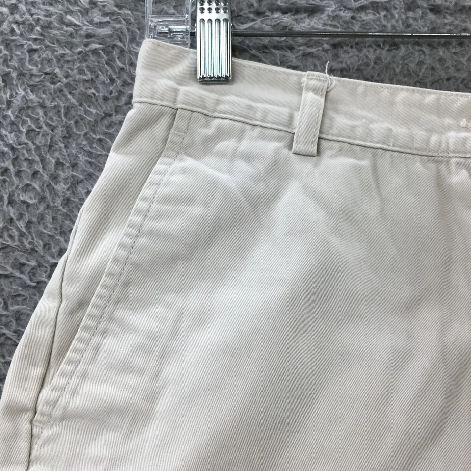Pantalones cortos chinos Eddie Bauer para mujer 6 (28x5,5 real) beige algodón tiro medio cremallera mosca Foto 4 de 4
