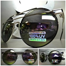 Men Women CLASSIC VINTAGE RETRO Style SUN GLASSES Round Silver Frame Mirror Lens