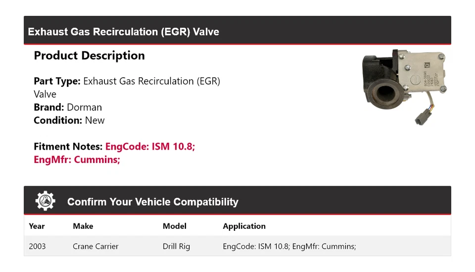 For 2003 Crane Carrier Drill Rig Dorman Exhaust Gas Recirculation (EGR) Valve - Image 2 of 4