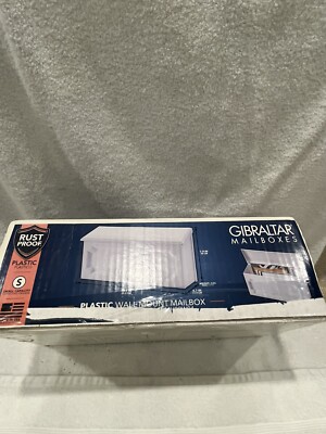 Mailbox, White Plastic Gibraltar Wall Mount, Sealed Small Capacity, Rust Proof.