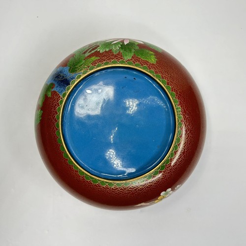 Vintage Cloisonné Enamel Brass 7" Lidded Bowl Pot Dish Chinese Asian Art - Picture 10 of 15
