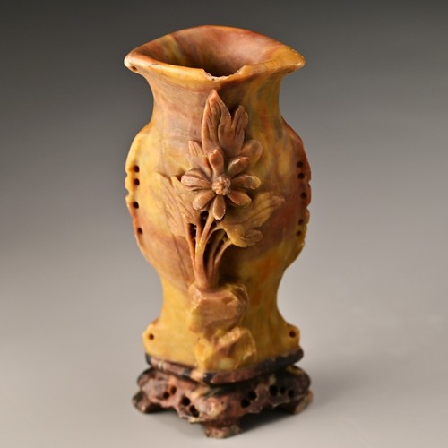 Chinese Antique Original Vintage Feng Shui Dynasty Soapstone Single Stem Vase