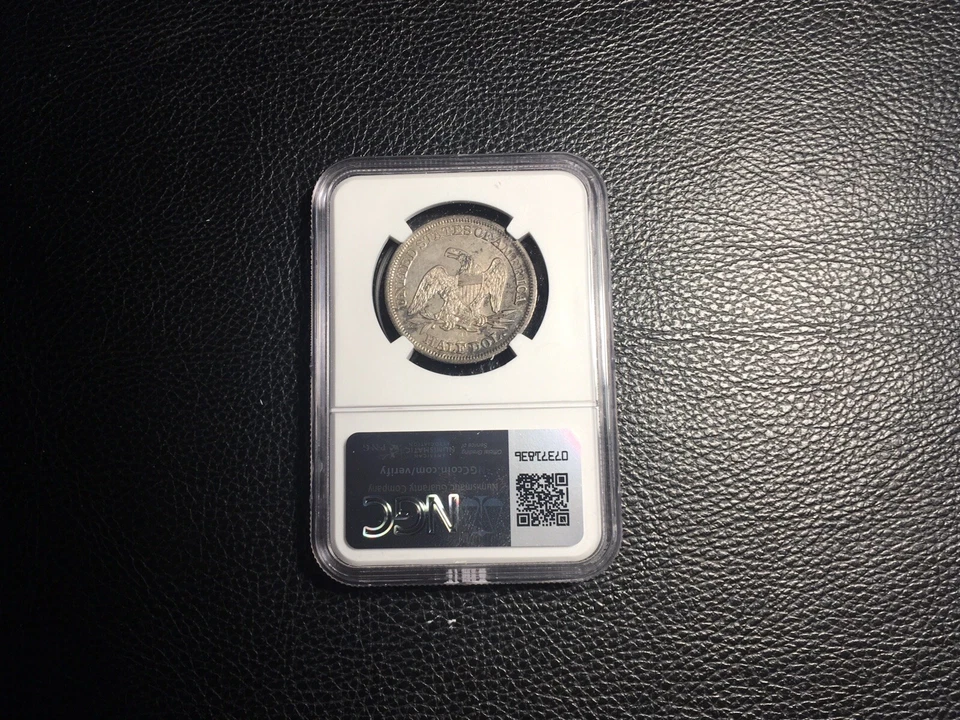 1850-O Liberty Seated Medio NGC AU Detalles Limpio Pequeño Soporte de Imperfección Superior Foto 4 de 4