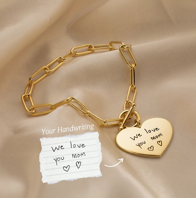 Custom Handwriting Jewelry Handwriting Charm Bracelet Signature