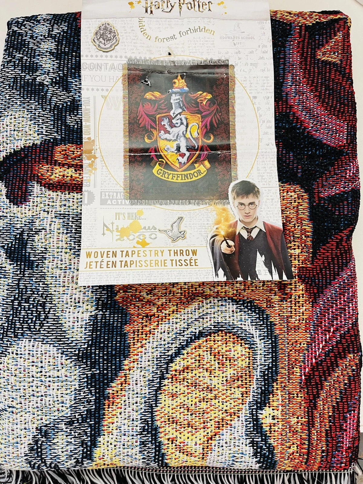 Harry Potter Gryffindor Shield Woven Tapestry Throw Blanket Northwest 48x60 NEW