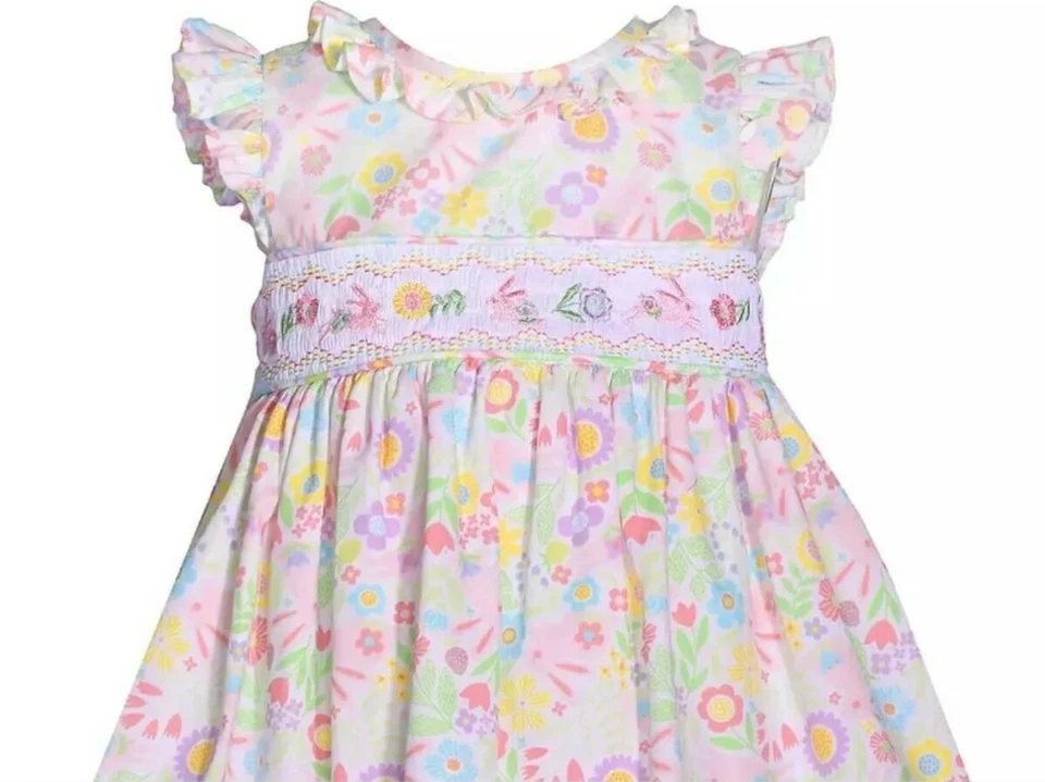 Bonnie Jean Baby Girl's Smocked Embroidered Easter Theme Dress-Size-24M - Image 2 of 4