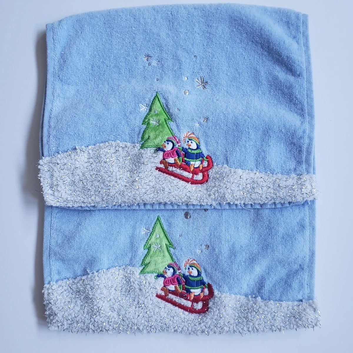 Blue christmas hand towels sale