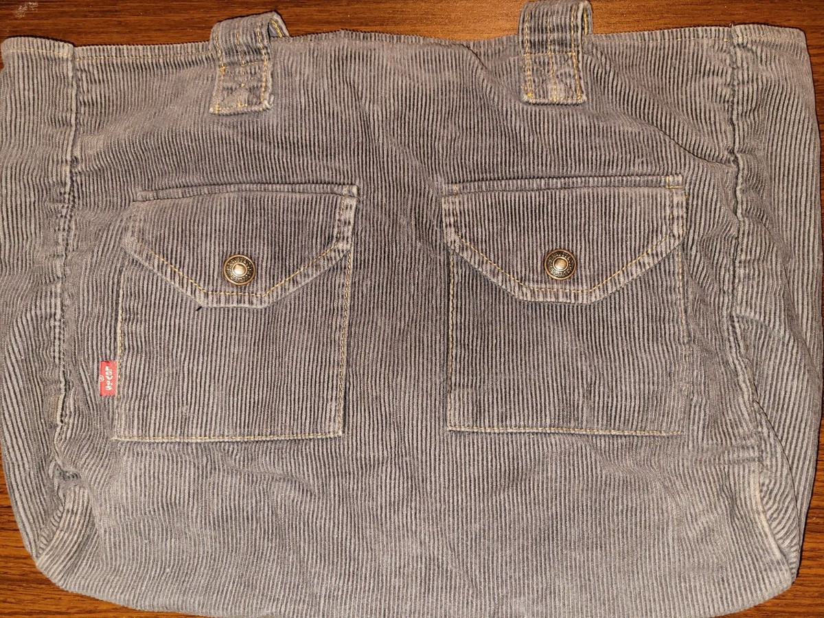 90's Y2K Levi's Jeans Brown Corduroy Yak Pack Purse or Tote Purse Bag Red Tag