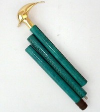 Vintage Walking Stick Brass Designer Dolphin Handle Leather Wooden Cane Handmad