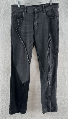 EMBELLISH Jeans Womens Size 32x32 SIMON Black Frayed Jeans