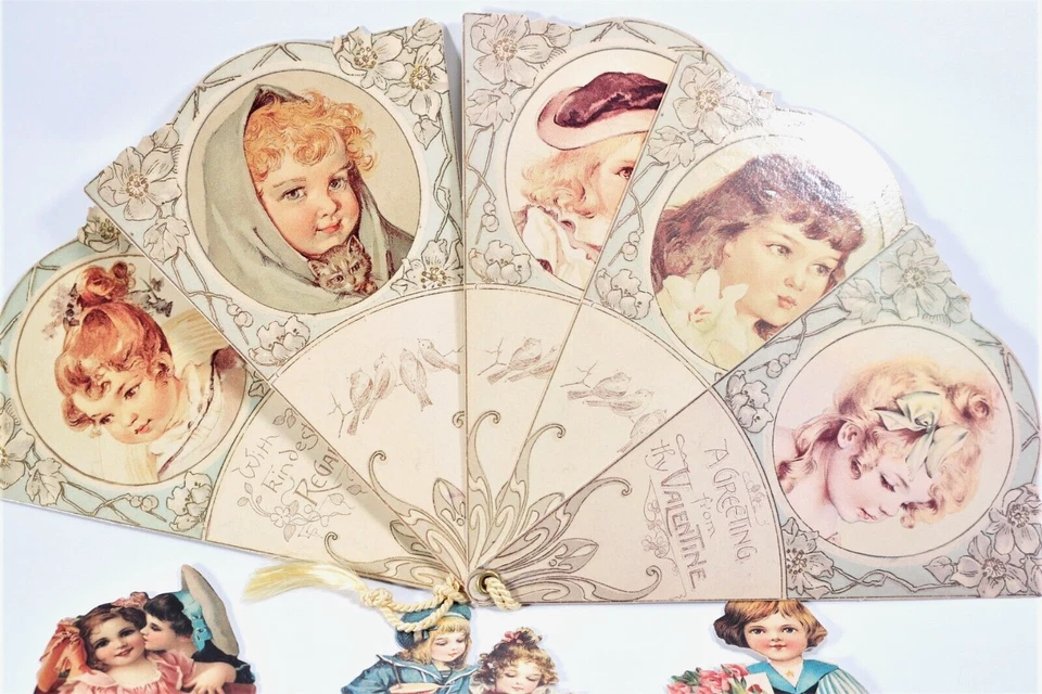 Vintagesque Valentine's Cards Cute Children and Reproduction Maud Humphrey Fan - Image 2 of 4